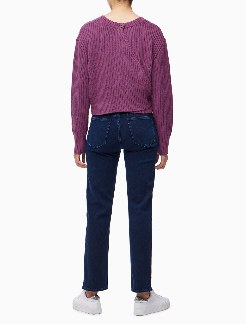 Buy 여성 캐시미어 백 디테일 풀오버 in color AMARANTH 