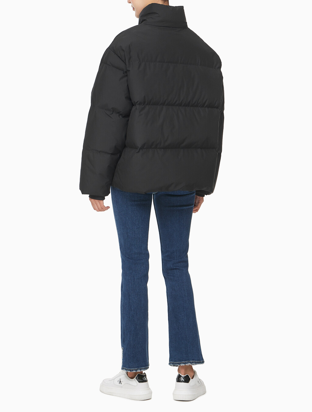 Buy 여성 숏랭스 스탠드 카라 푸퍼 다운 재킷 in color CK BLACK