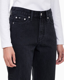 Buy 여성 하이라이즈 스트레이트핏 워시드 블랙 서스테이너블 데님 in color WASHED BLACK LOGO LACE