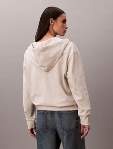 Buy 여성 엠보 모노로고 집업 후디 스웻셔츠 in color VANILLA HEATHER