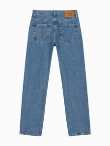 Buy 남성 스탠다드 스트레이트핏 스톤블루 데님 in color MID BLUE BACK EMBRO