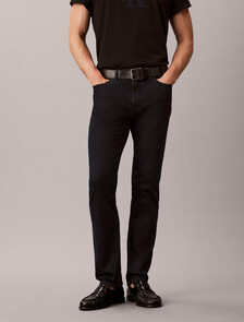 Buy 남성 슬림 블루 블랙 스톤 써모 데님 in color Black