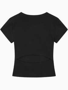 Buy 여성 컷아웃 립 탑 in color BLACK