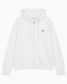 Buy 남성 아카이브 로고 플리스 집업 후디 in color BRILLIANT WHITE
