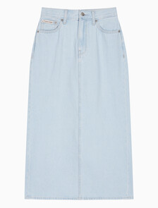 Buy 여성 블리치드 인디고 데님 맥시 스커트 in color LIGHT BLUE