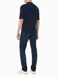 Buy 코튼 와플 폴로 칼라 스웨터 in color DARK SAPPHIRE