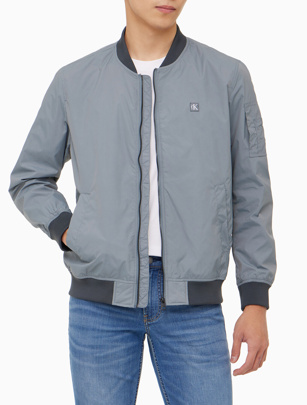 Buy 남성 나일론 봄버 자켓 in color OVERCAST GREY