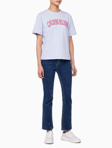 Buy 여성 박시 캘빈클라인 바시티 반팔 티셔츠 in color HEATHER