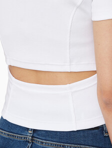 Buy 여성 슬림핏 컷 오프 크롭 반팔 티셔츠 in color BRILLIANT WHITE