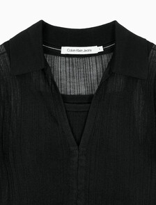 Buy 여성 2 IN 1 폴로 가디건 in color CK BLACK