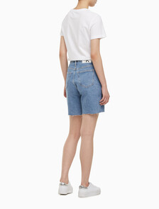 Buy 여성 버뮤다 맘핏 데님 쇼츠 in color CHALKY BLUE