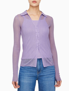 Buy 여성 2 IN 1 폴로 가디건 in color LILAC