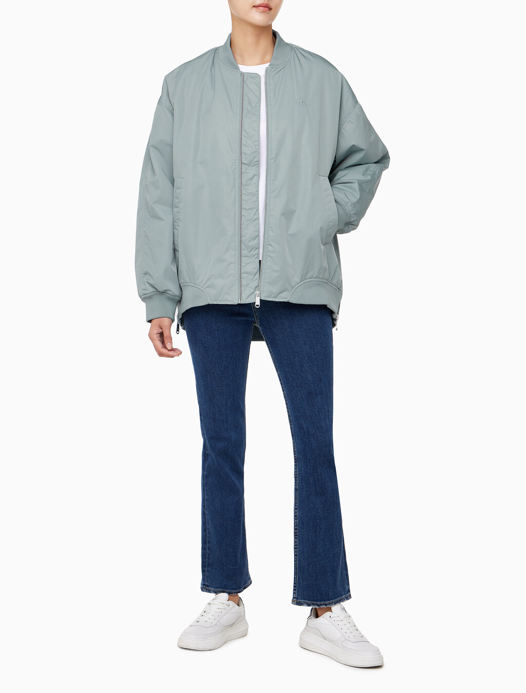 Buy 여성 롱 보머 자켓 in color BLUE