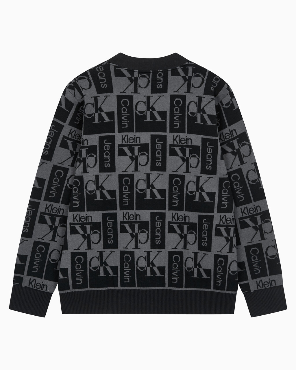 Buy 남성  릴렉스 핏 AOP 로고 스웨터 가디건 in color CK BLACK