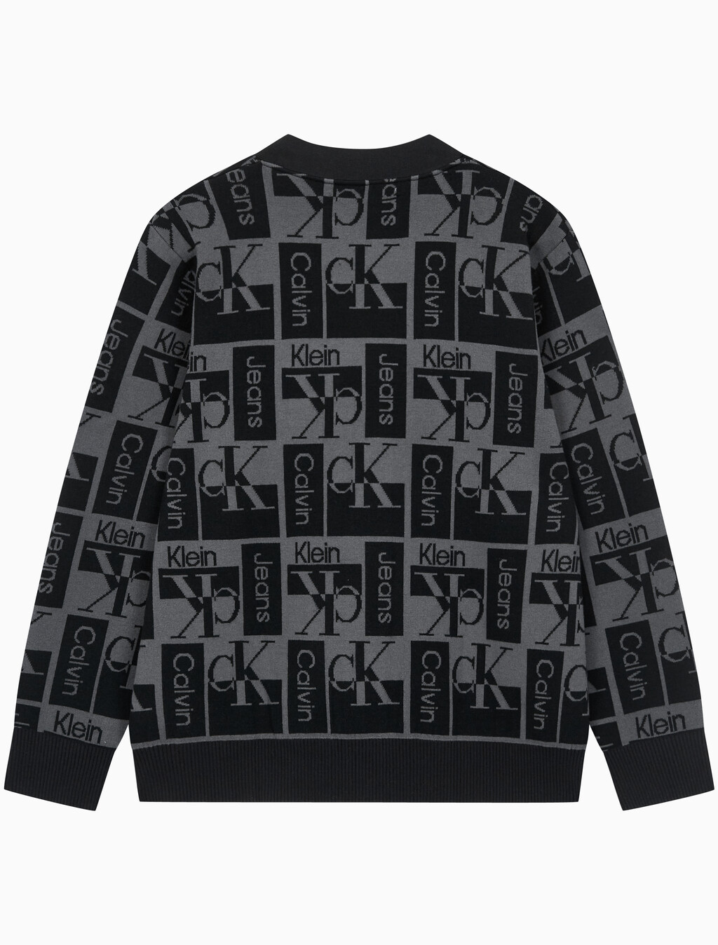 Buy 남성  릴렉스 핏 AOP 로고 스웨터 가디건 in color CK BLACK