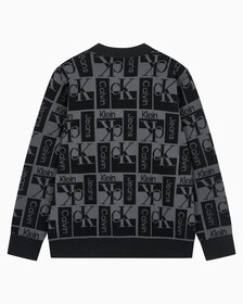 Buy 남성  릴렉스 핏 AOP 로고 스웨터 가디건 in color CK BLACK