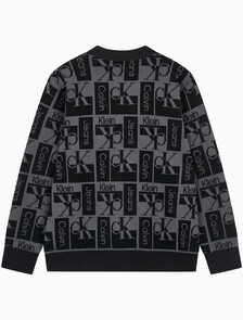 Buy 남성  릴렉스 핏 AOP 로고 스웨터 가디건 in color CK BLACK