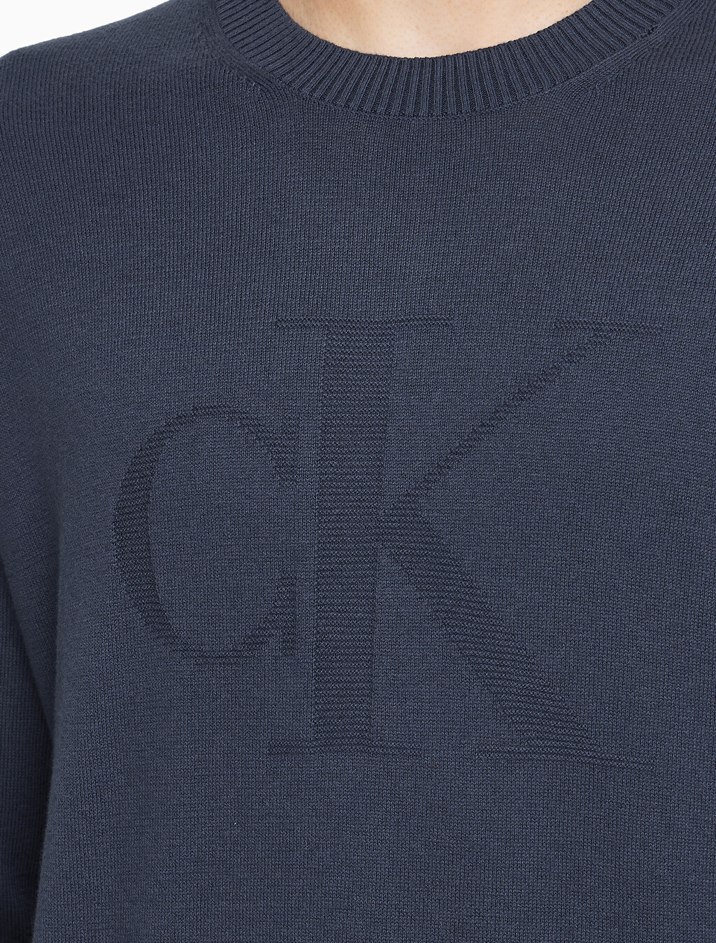 Buy 남성 CK 인타르시아 믹스 스티치 스웨터 in color NAVY