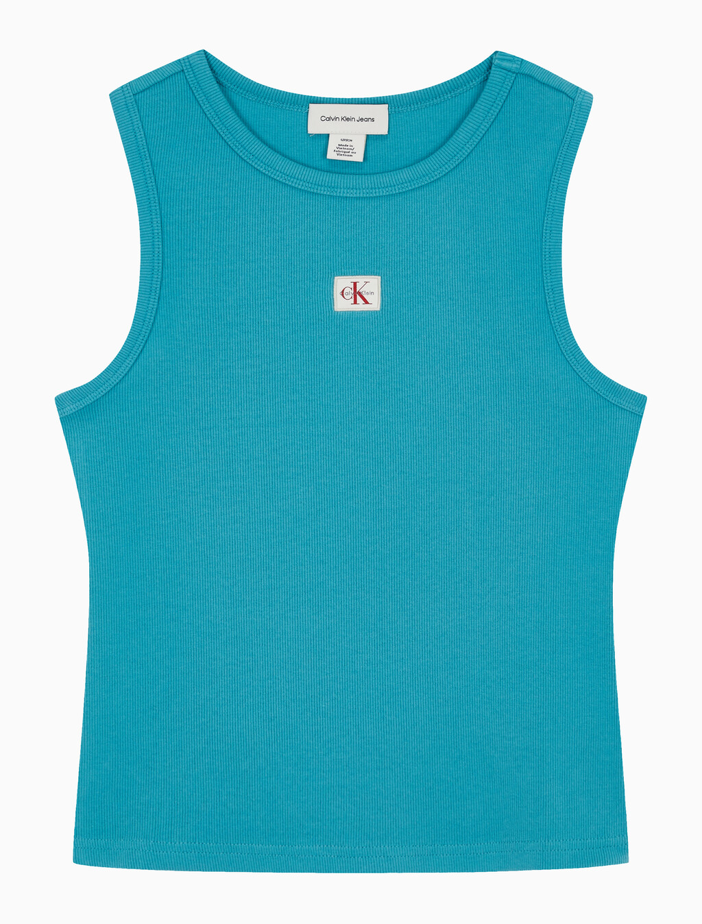 Buy 여성 우븐라벨 코튼 립 탱크 탑 in color TUSCAN TEAL