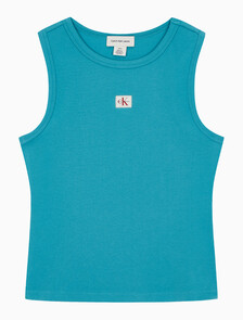 Buy 여성 우븐라벨 코튼 립 탱크 탑 in color TUSCAN TEAL
