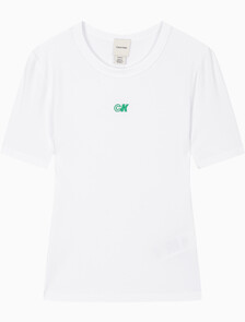 Buy 여성 모달 립 반팔 티셔츠 in color BRILLIANT WHITE