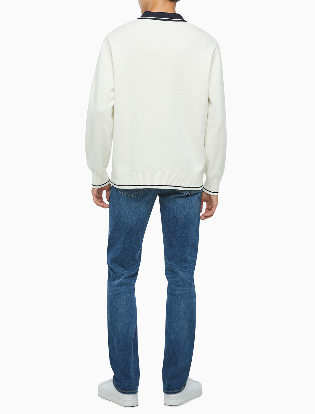 Buy 남성 오버사이즈 럭비카라 스웨터 in color WHITE