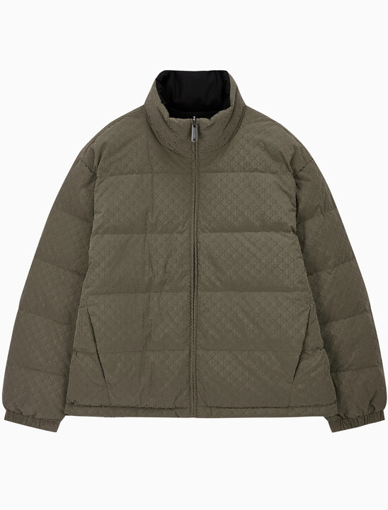 남성 나일론 리버서블 올오버프린트 다운 푸퍼 자켓