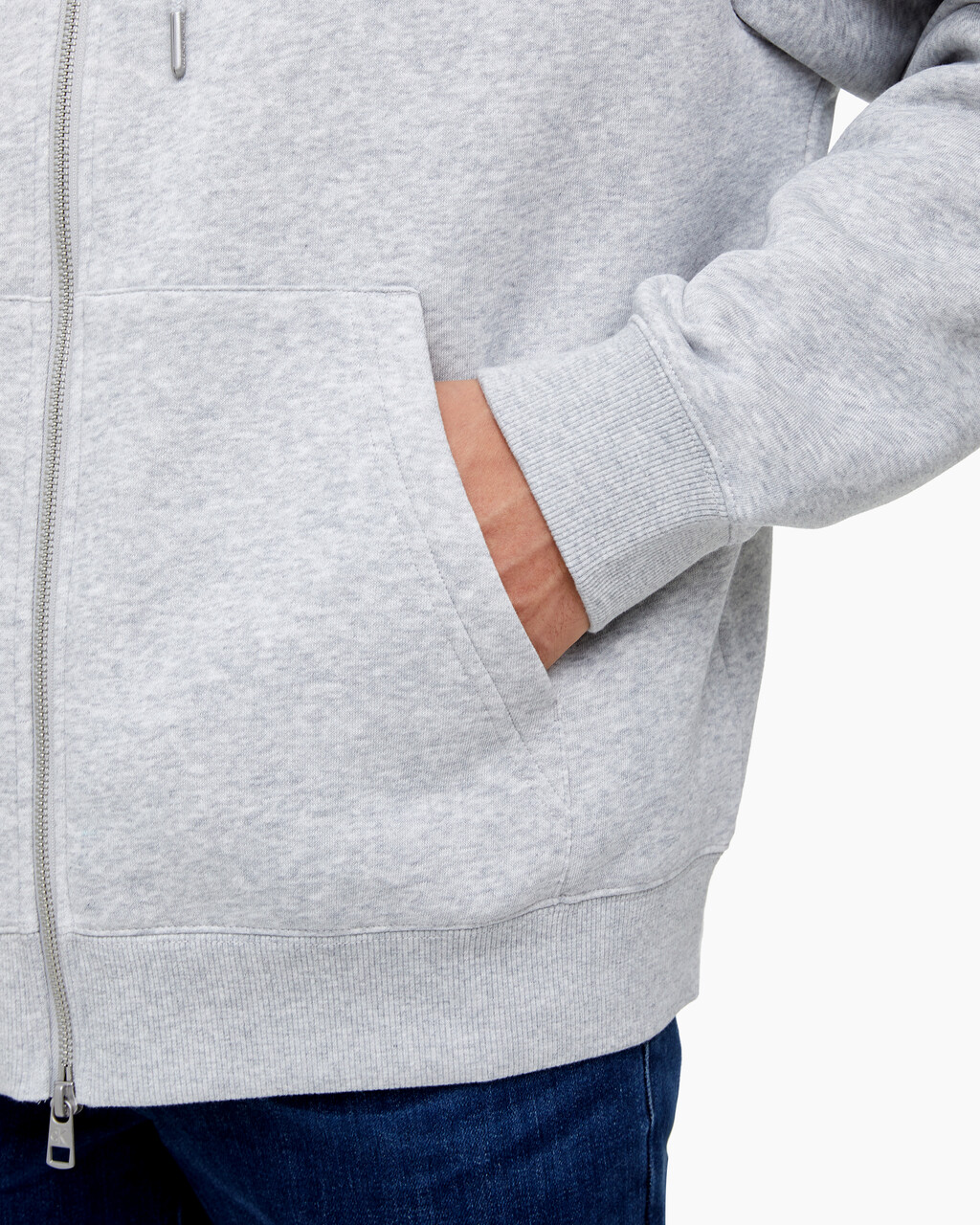 Buy 남녀공용 릴렉스핏 모노그램 집업 후디 in color LIGHT GREY HEATHER