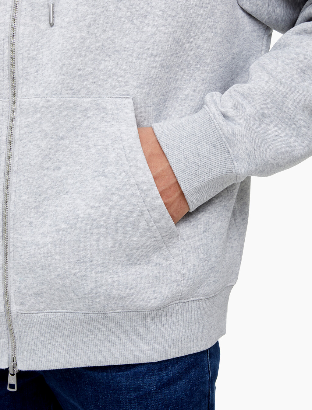 Buy 남녀공용 릴렉스핏 모노그램 집업 후디 in color LIGHT GREY HEATHER