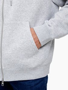 Buy 남녀공용 릴렉스핏 모노그램 집업 후디 in color LIGHT GREY HEATHER