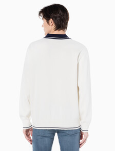 Buy 남성 오버사이즈 럭비카라 스웨터 in color WHITE