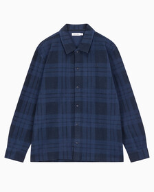Buy 남성 프린트 플레이드 긴팔 셔츠자켓 in color DARK SAPPHIRE