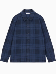 Buy 남성 프린트 플레이드 긴팔 셔츠자켓 in color DARK SAPPHIRE