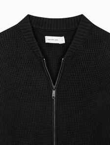 Buy 남성 청키 텍스처 니트 봄버 자켓 in color CK BLACK