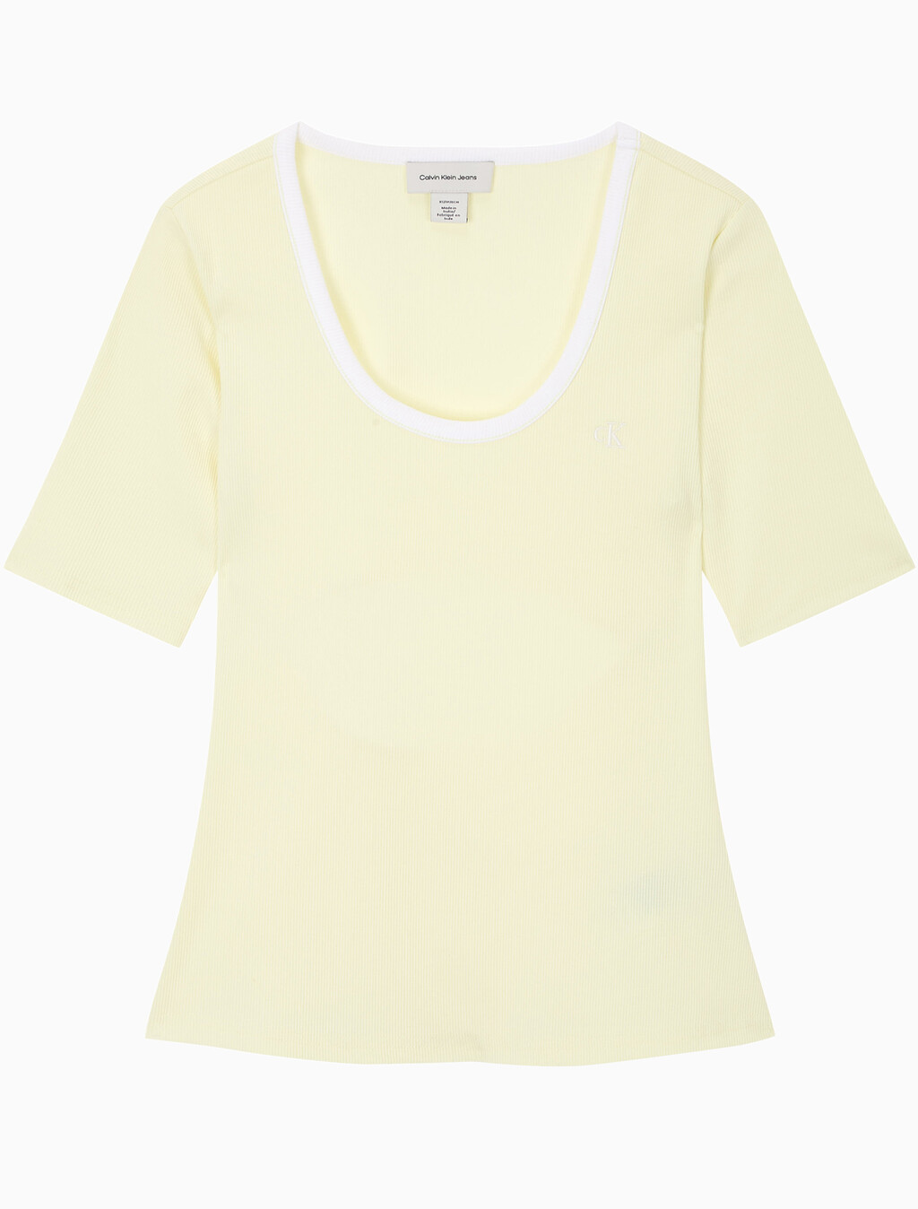 Buy 여성 베이비립 스쿱 컷아웃 탑 in color Light Yellow