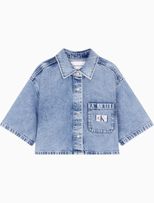 Buy 여성 반팔 데님 셔츠 in color CHALKY BLUE