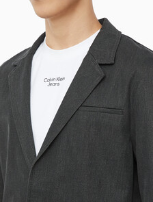 Buy 남성 롱슬리브 언라인드 스트럭쳐 블레이저 in color CHARCOAL