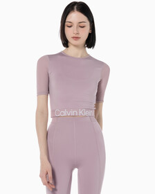 Buy 여성 레귤러 핏 스트레치 기능성 크롭 반팔 티셔츠 in color GRAY ROSE