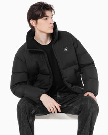 Buy 남녀공용 릴렉스 숏 다운 푸퍼 in color CK BLACK