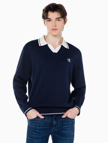 Buy 남성 오버사이즈 럭비카라 스웨터 in color NIGHT SKY