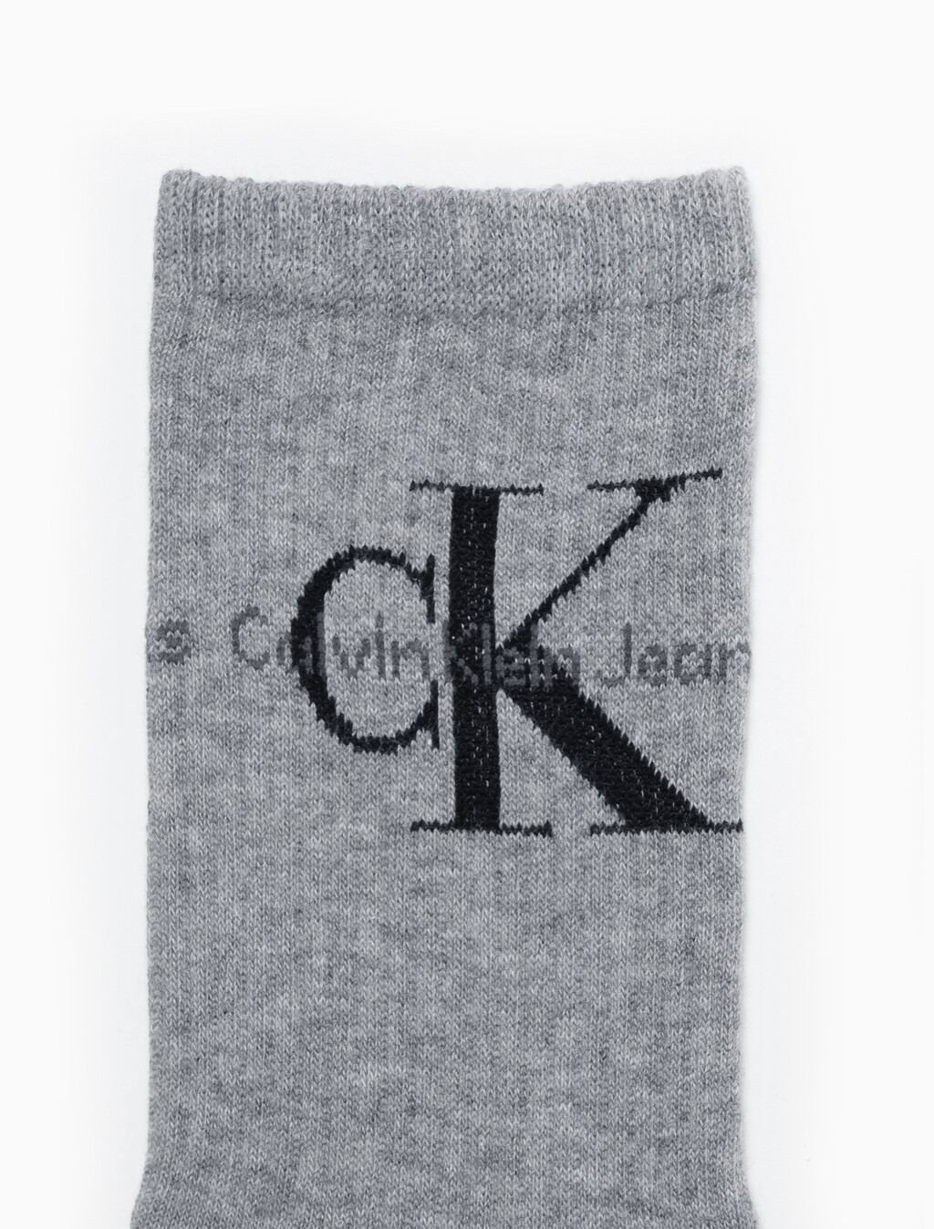 Buy 남성 콤드 코튼 립 크루 모노그램 중목 양말 (화이트 1 PAIR) in color GREY HTR