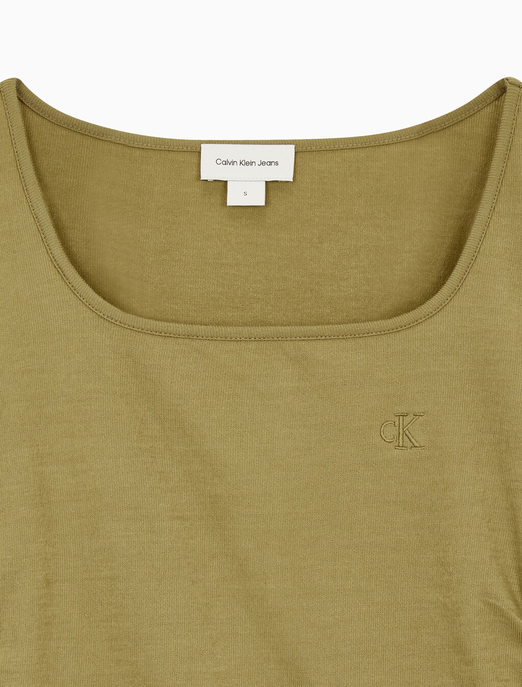 Buy 여성 텍스쳐 게더 베이비 롱슬리브 티 in color OLIVE