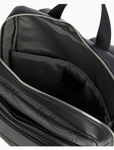 Buy 남성 라지 엠보스드 엠블럼 슬림 스퀘어 백팩 in color BLACK