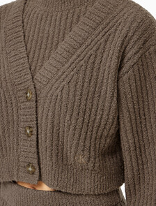 Buy 여성 2 IN 1 셔닐 가디건 in color BROWN