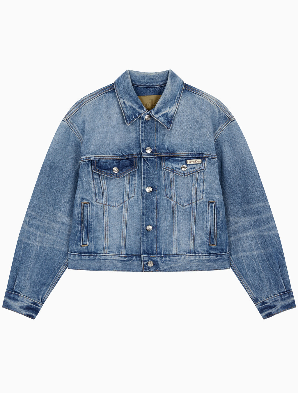 Buy 여성 코튼 셀비지 90's 트러커 자켓 in color BLUE