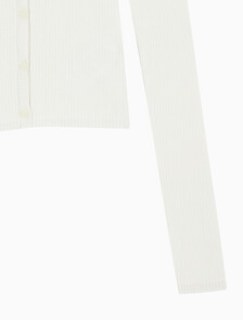 Buy 여성 슬림 크롭 립 가디건 in color WHITE