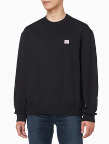 Buy 남성 프렌치테리 뱃지 크루넥 스웻셔츠 in color BLACK