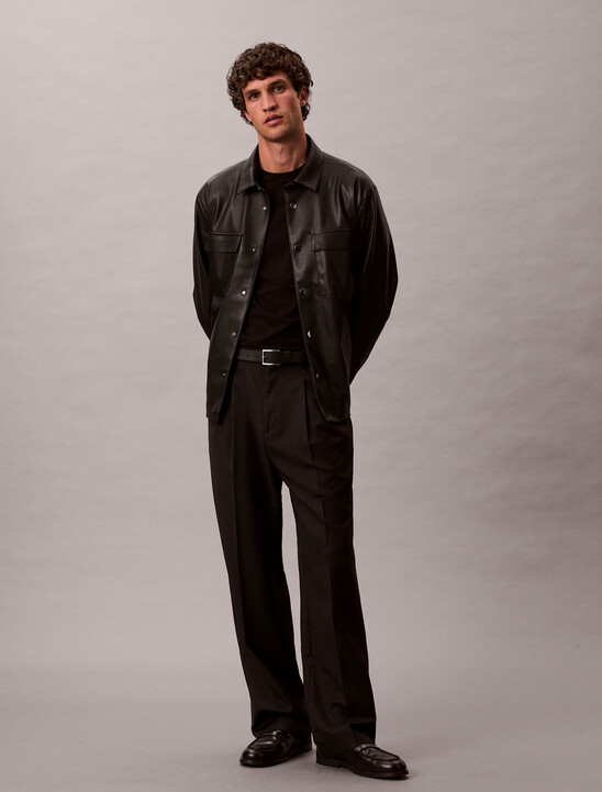 남성  페이크 레더 셔츠 자켓