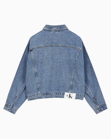 Buy 남성 박시 데님 자켓 in color MID BLUE BACK EMBRO