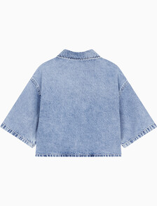 Buy 여성 반팔 데님 셔츠 in color CHALKY BLUE